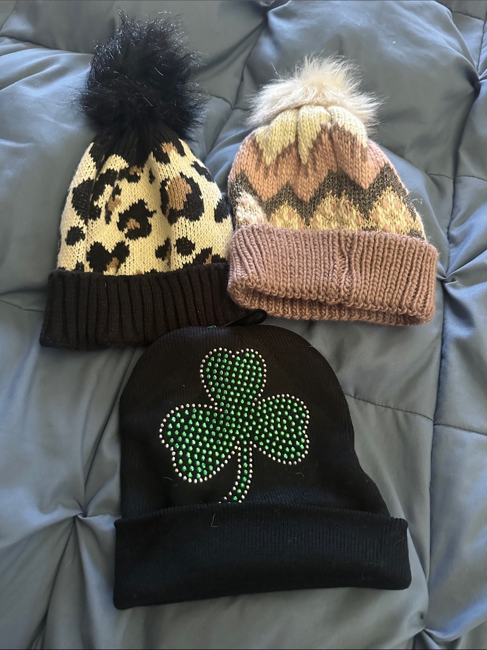 Kids Pom-Pom Beanie Hat - Black, Cream & Pink Styles